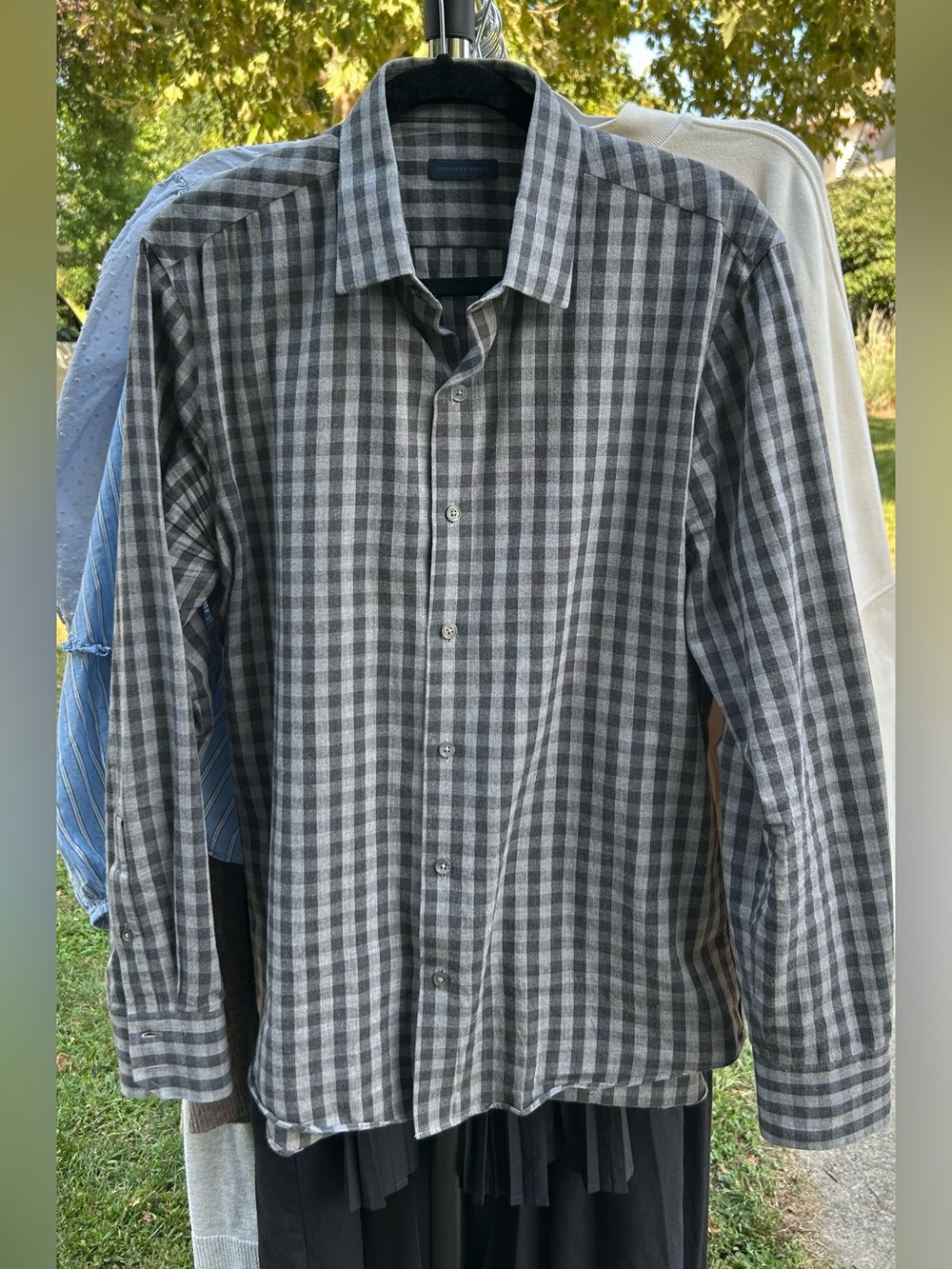 Zachary Prell Grey and White Gingham Button Down - Men’s Medium